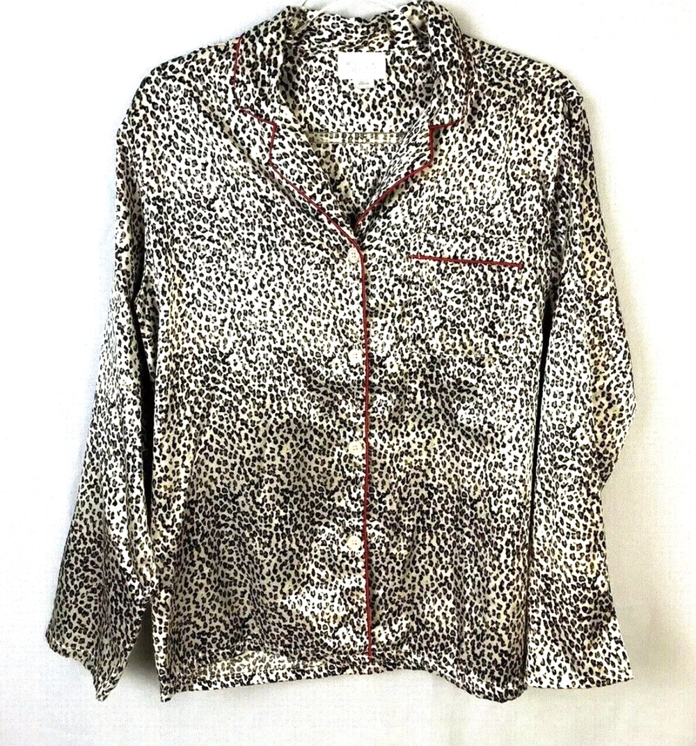 Character Animal Print Pajama Top Women's Medium Black Red Sexy Sleepwear Lounge